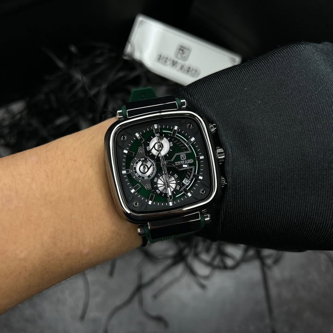 RELOJ MASCULINO DE LUJO REWARD VIP MONACO GREEN 44 MM CON CRONÓGRAFO ELEGANTE/ ORIGINAL