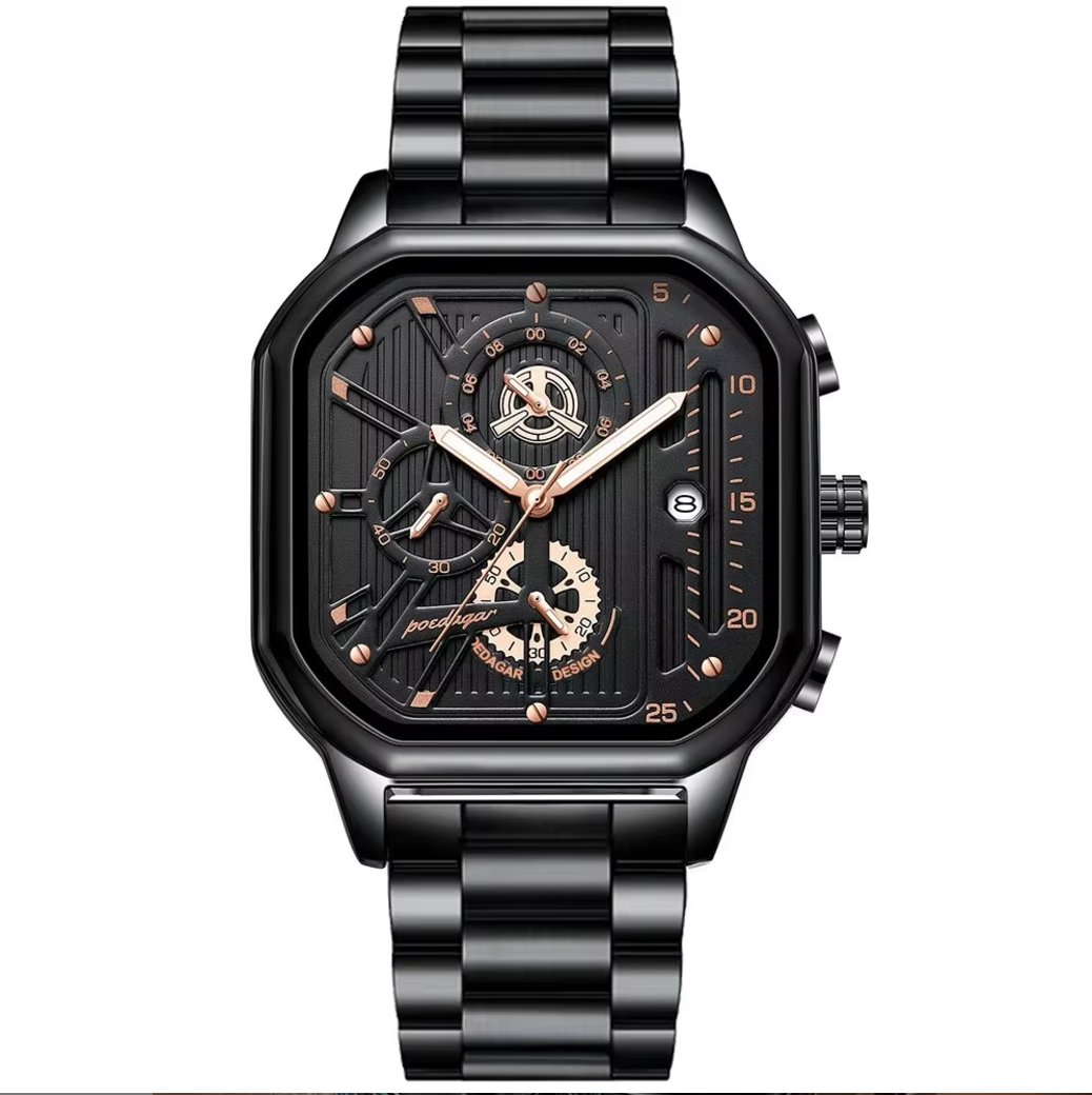 RELOJ POEDAGAR CRONÓGRAFO ACERO NEGRO